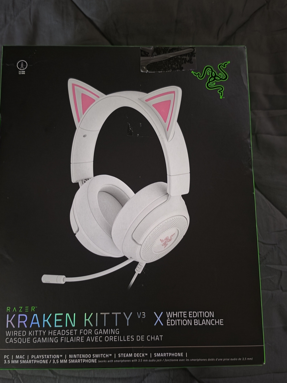 Razer Kraken Kitty V3 X White Gaming Headset - White with Pink Accents
